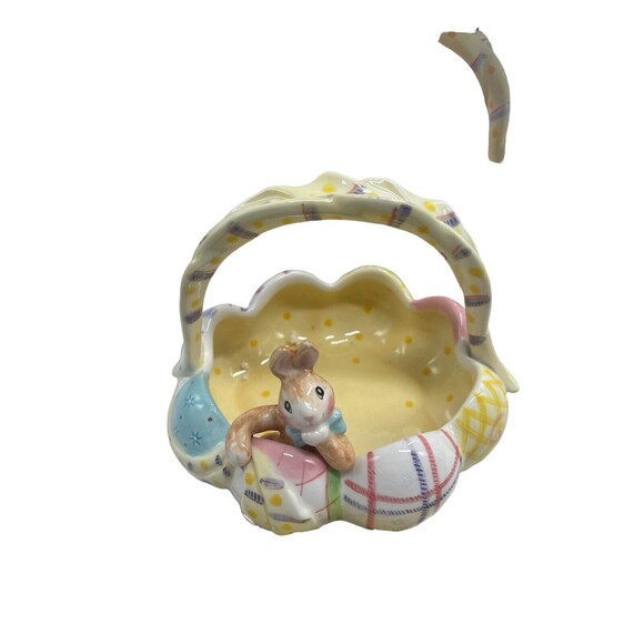 Fitz & Floyd Easter Basket w/ Bunny & Colored Eggs "A GOOD EGG" Essentials Bowl - Picture 14 of 16